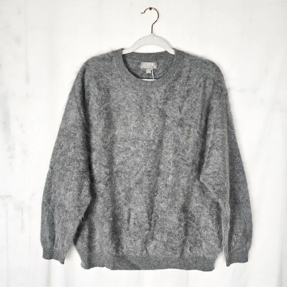 J. Crew Gray Brushed Cashmere Relaxed Oversized Crewneck Sweater - Picture 3 of 8